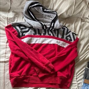 PINK Victoria's Secret Red and Gray Hoodie
